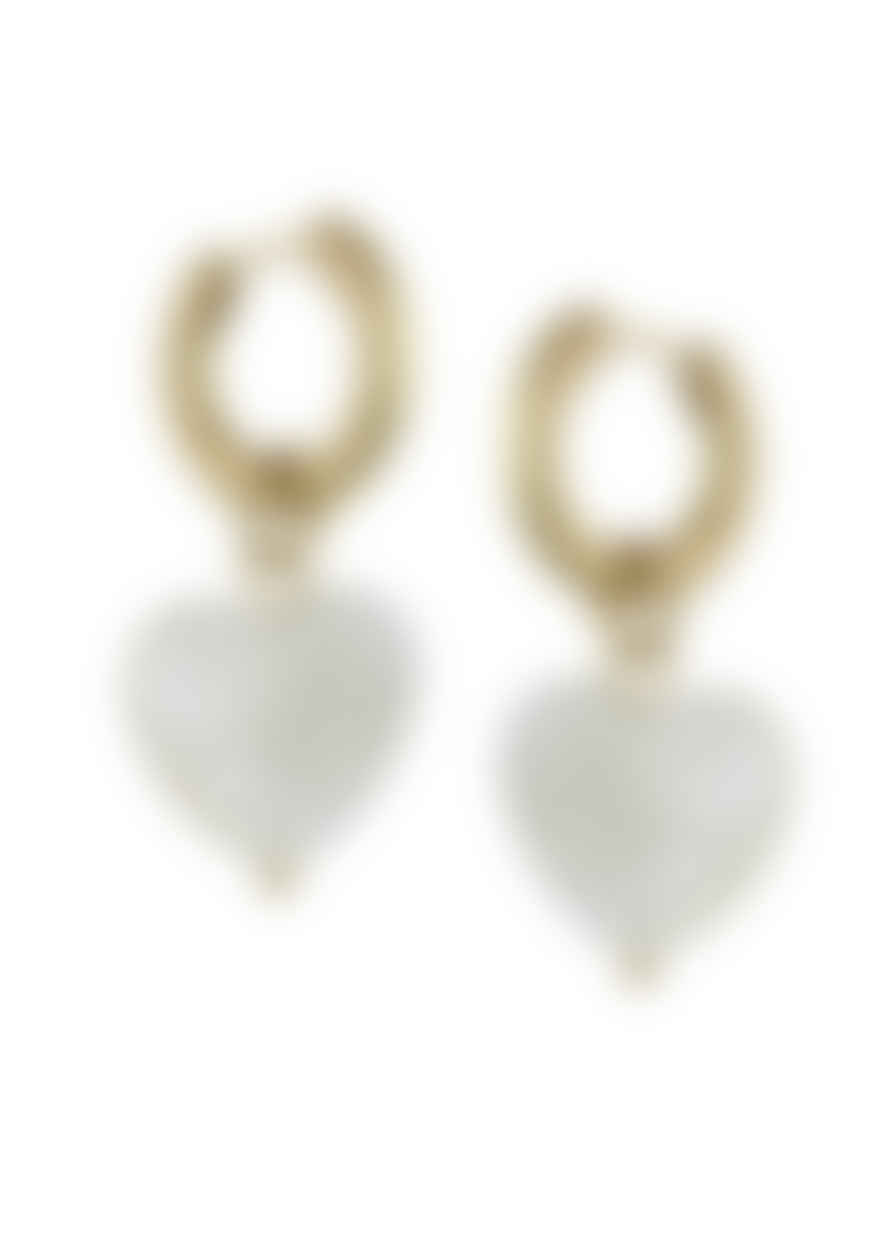 Big Metal Sasha Heart Pearl Drop Huggie Earrings