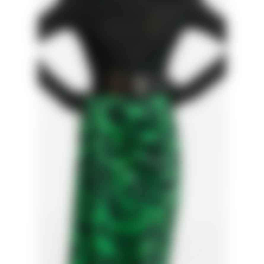 Essentiel Antwerp Everest Green Leopard Draped Midi-Length Skirt