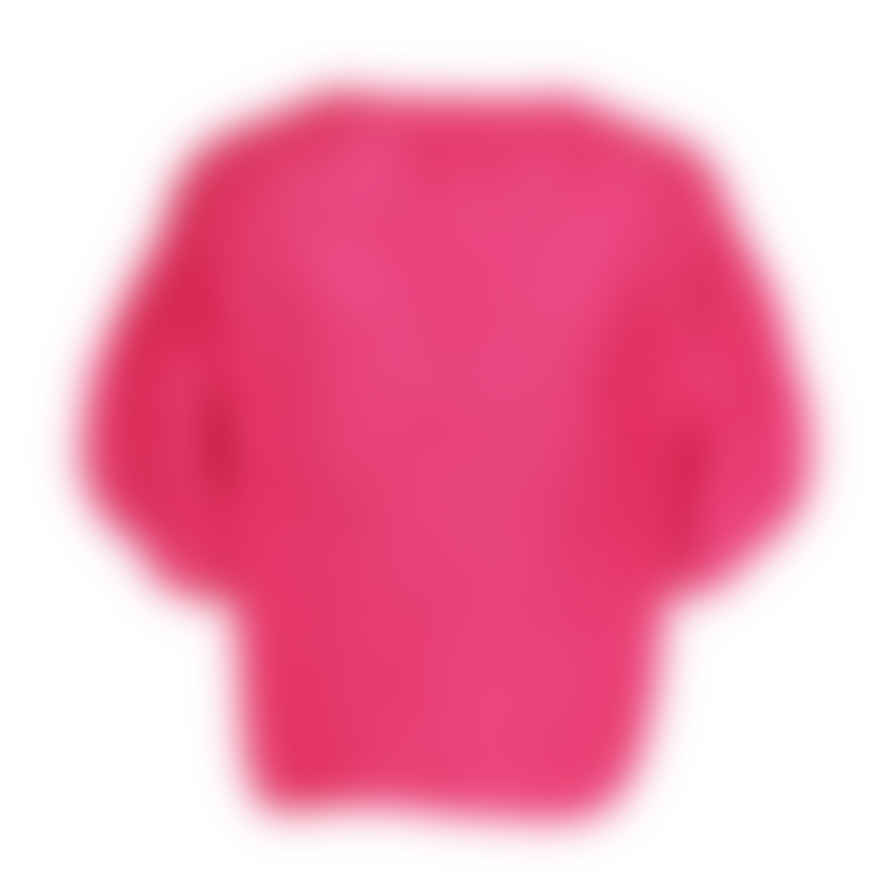 Black Colour Casey Puff Sleeve Jumper Deep Pink