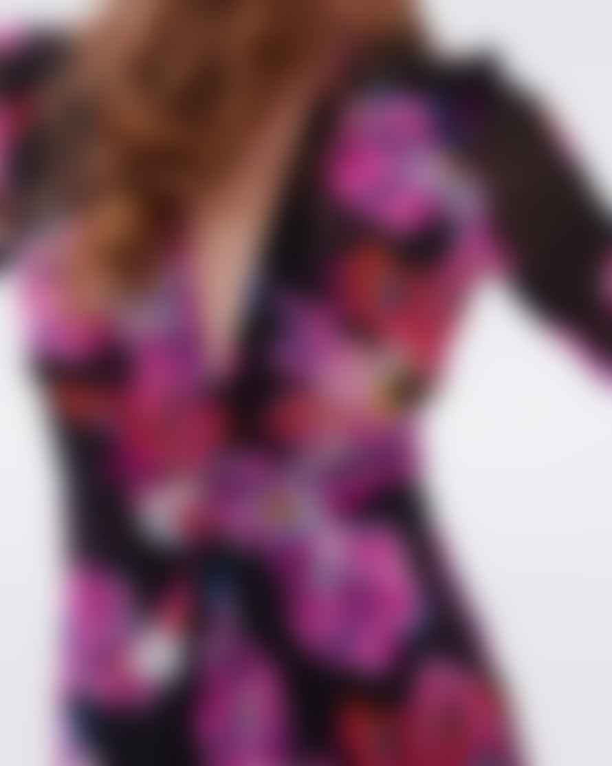 Diane Von Furstenberg Kassia Painted Blossom Front Spilt Dress