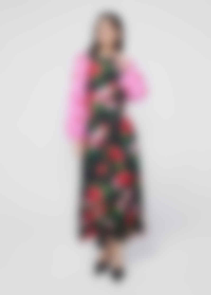 KITRI Samara Rose Mixed Print Midi Dress