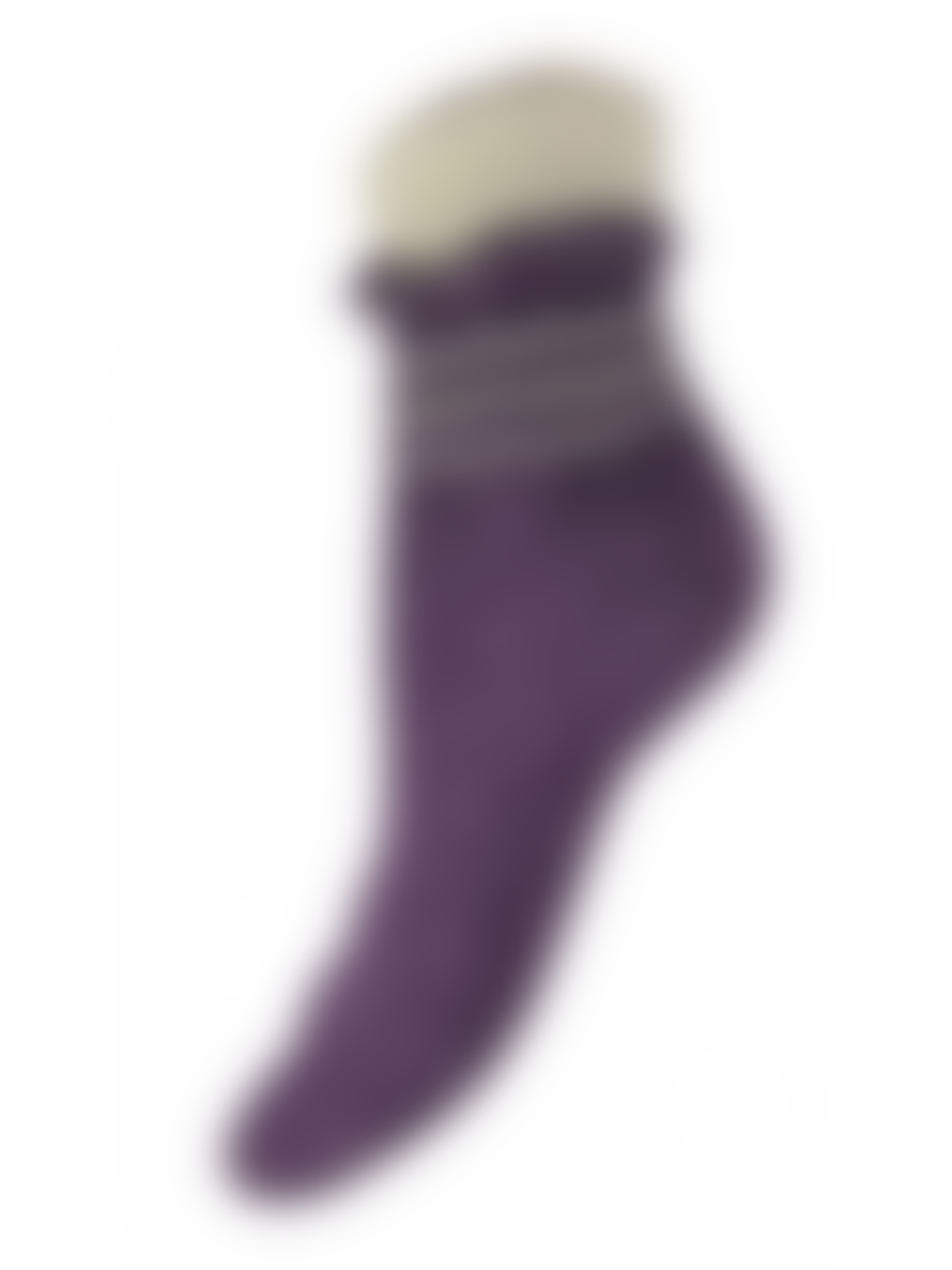 Joya Purple Cuff Socks With Cream Zig Zag