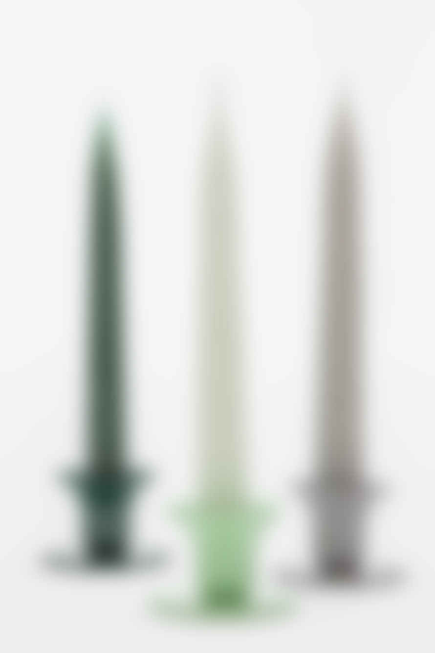 Kunstindustrien Box Of 12 Light Green Mini Dipped Candles