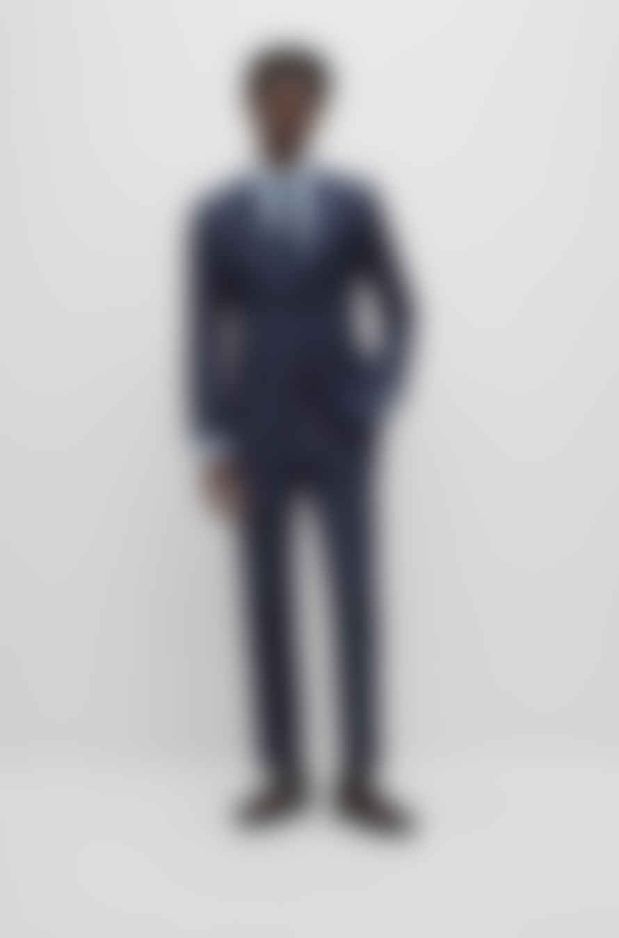 Hugo Boss Boss - H-huge-2pcs-224 Dark Blue Slim Fit Suit In Checked Stretch Wool 50502427 404