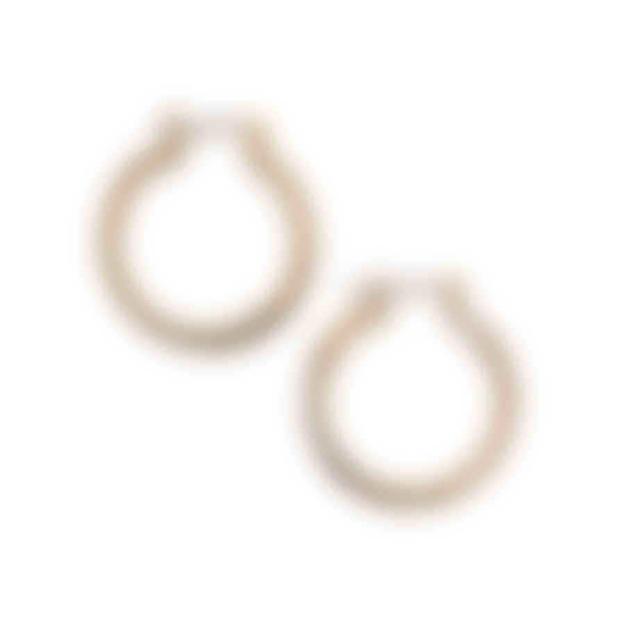 Lisa Angel Hoop Earrings Herringbone Edge Gold