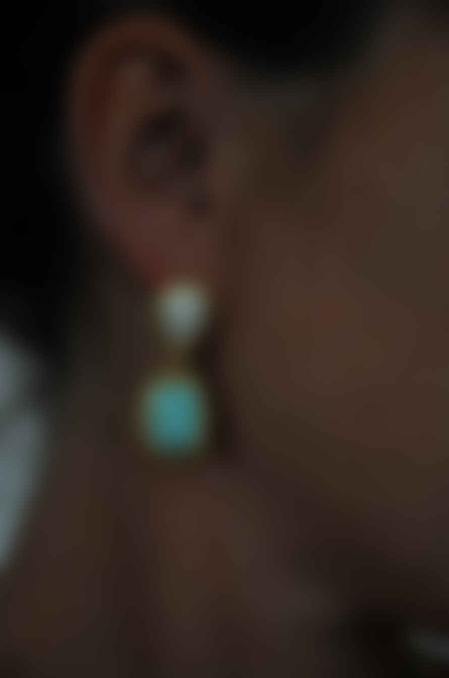 bon bon fistral Heritage White Jade And Amazonite Drop Earrings