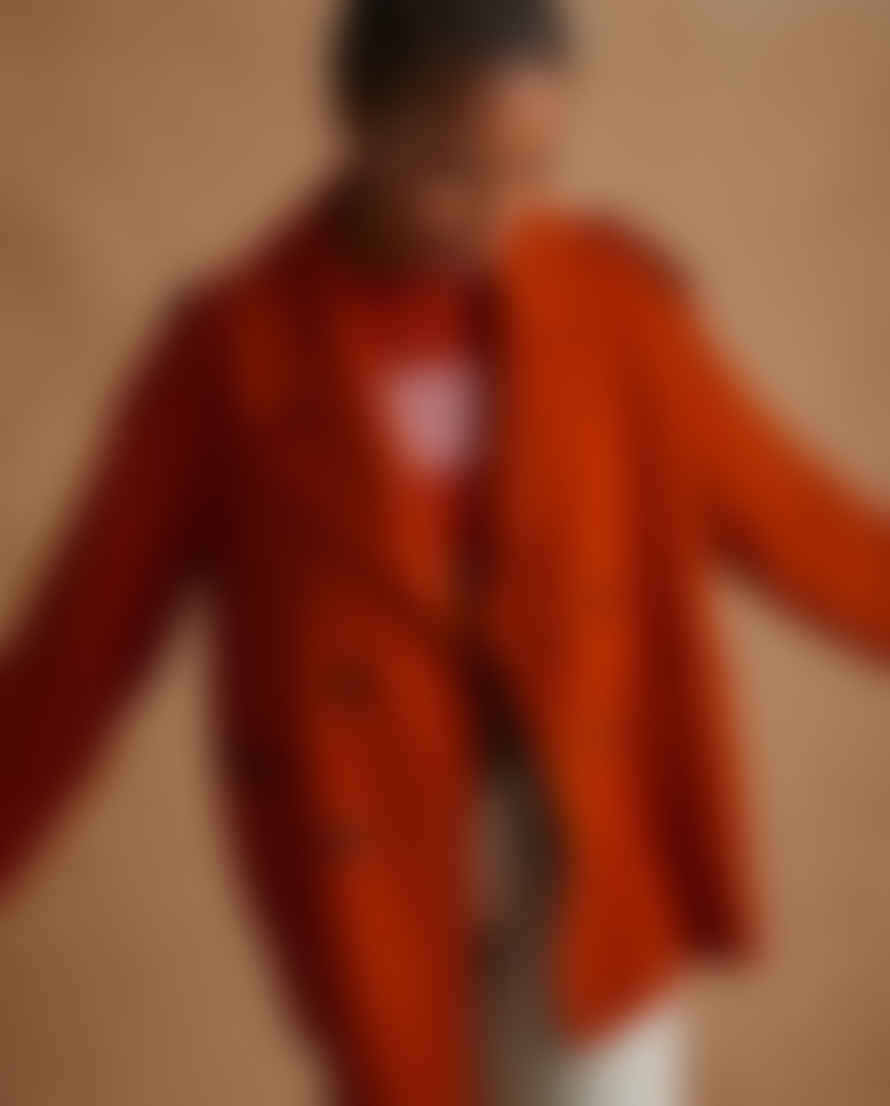 Yerse Wool Lana Double Breasted Jacket - Burnt Orange