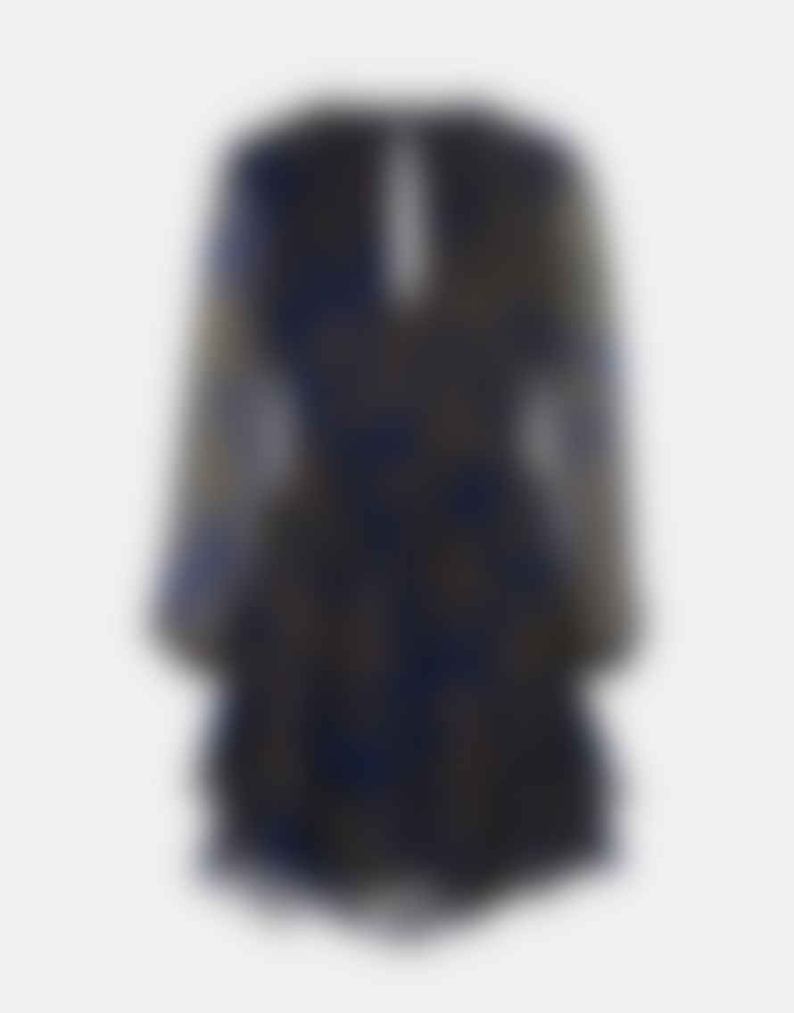Riani Riani Leaf Print Tie Neck Short Dress Size: 12, Col: Purple Multi