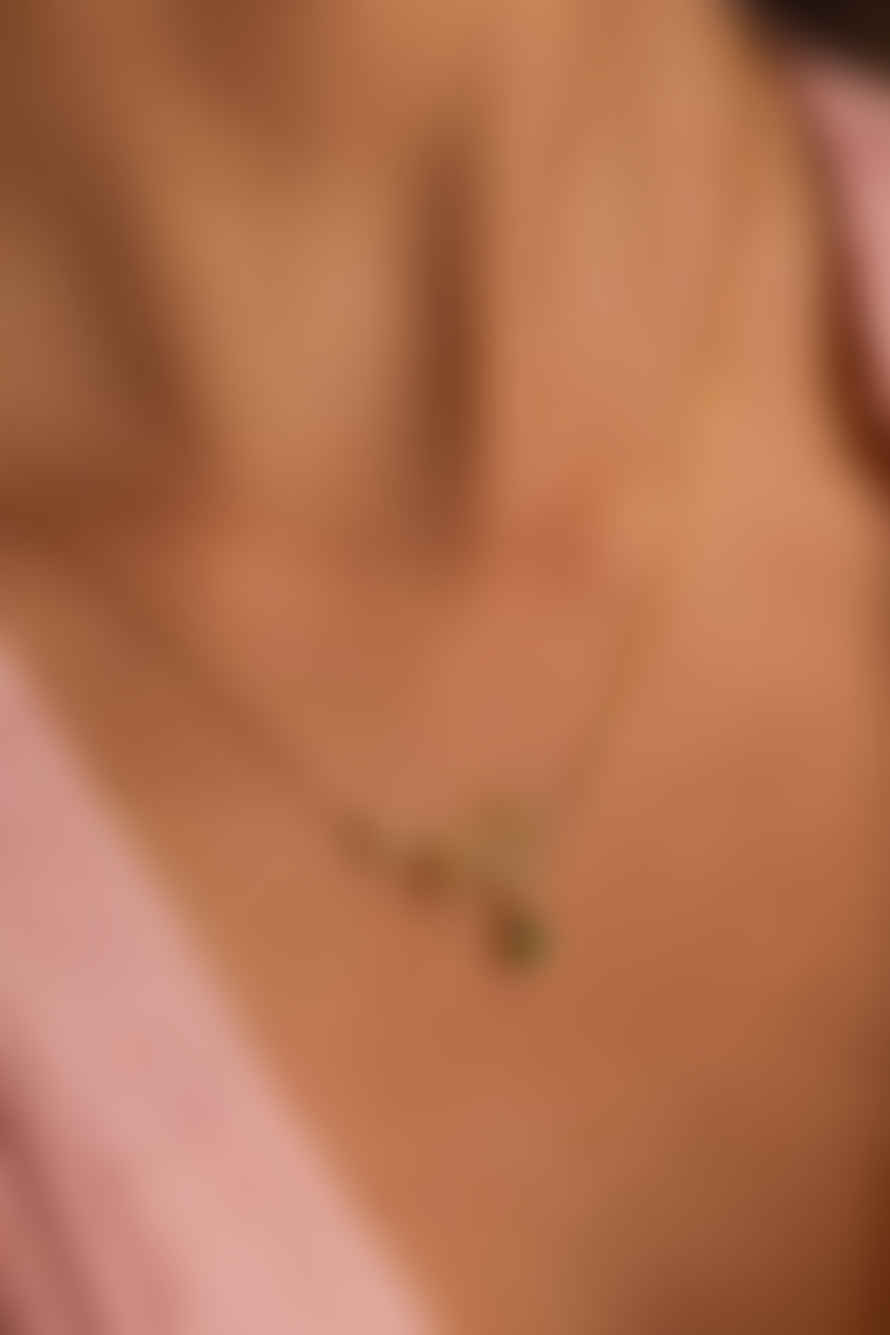 Estella Bartlett  Flower Bee Green Droplet Necklace - Gold Plated