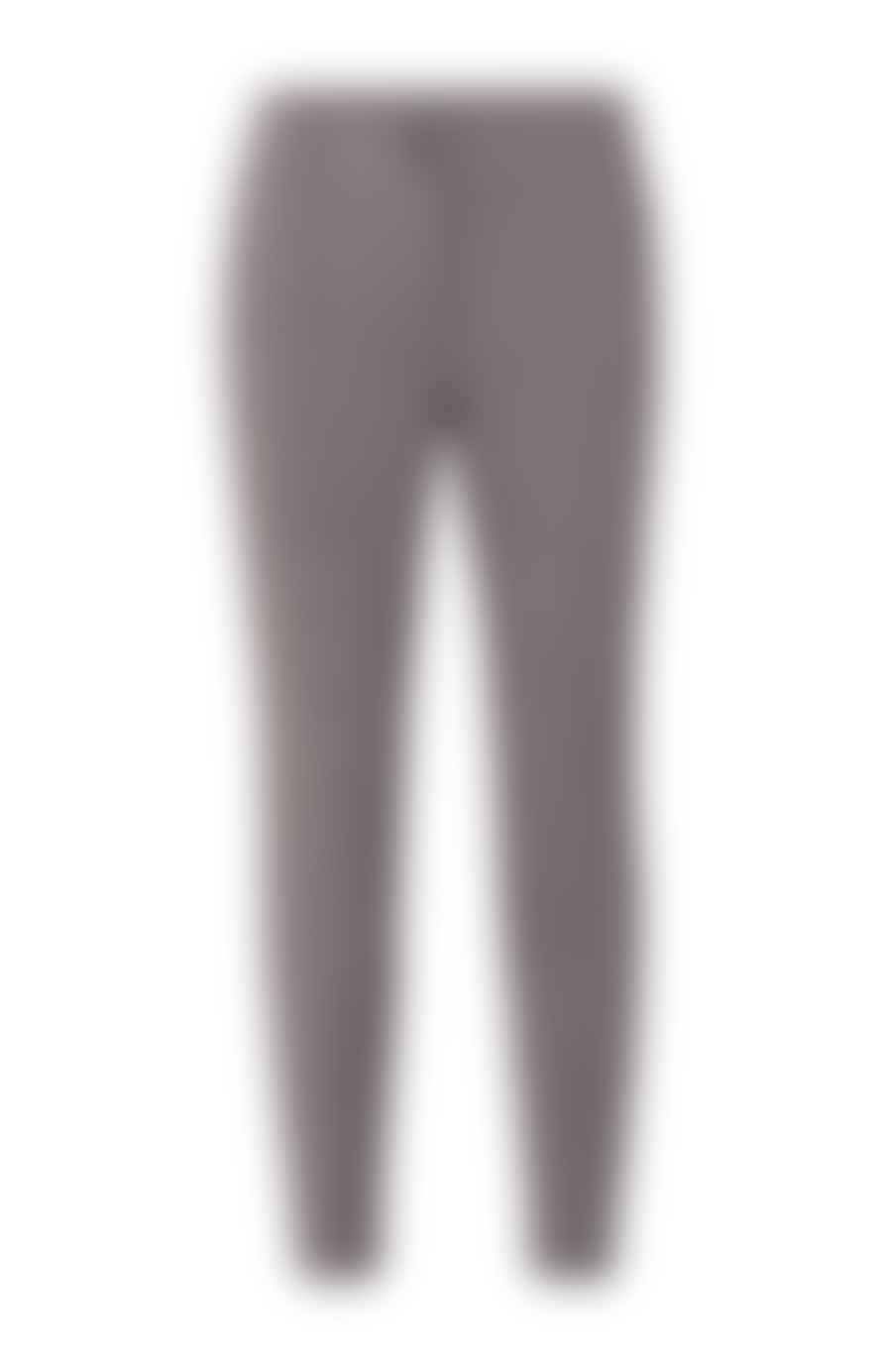 Yaya Slim Leg Trouser With Rib Insert - Mulch Brown Melange