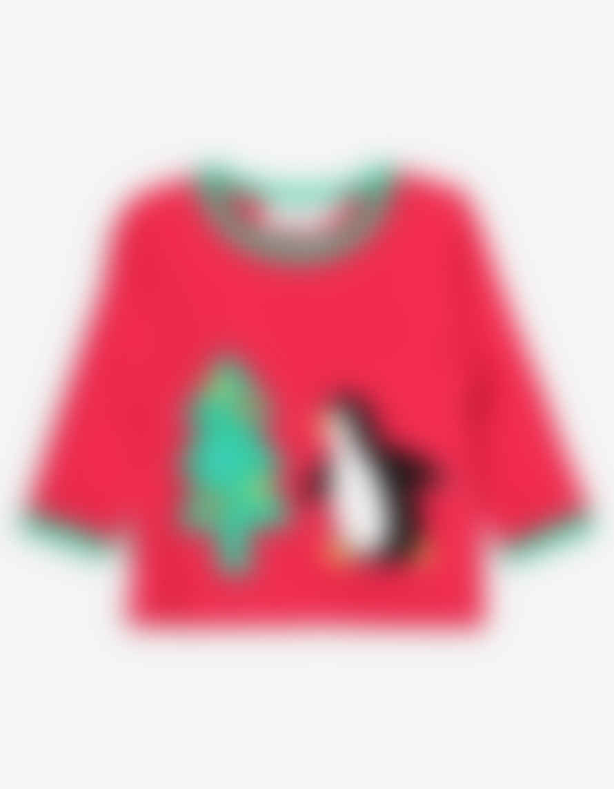 Toby Tiger Organic Penguins' Christmas Applique T Shirt