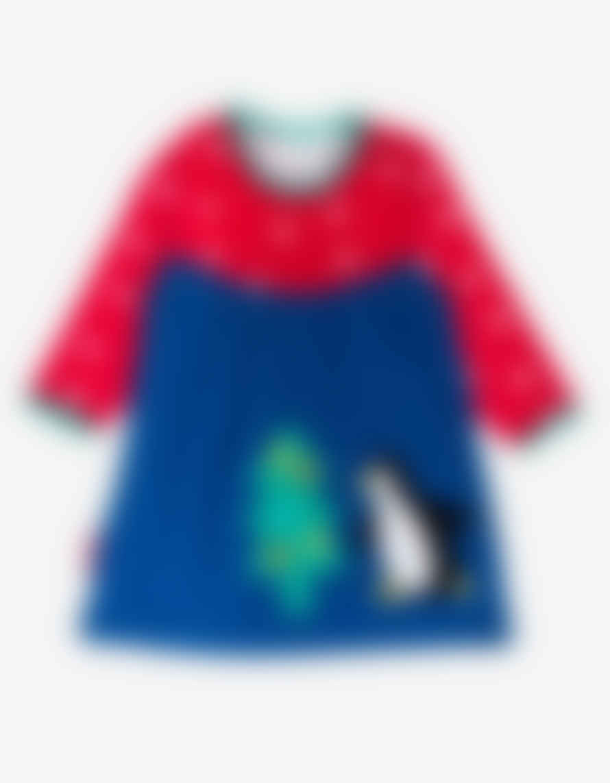 Toby Tiger Organic Penguins Christmas Applique T Shirt Dress