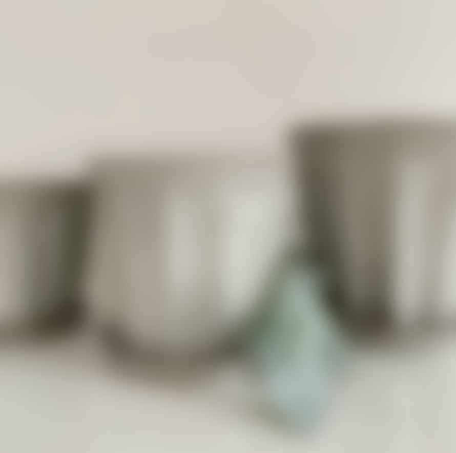 Grey Fluted Stoneware Plant Pot - Medium