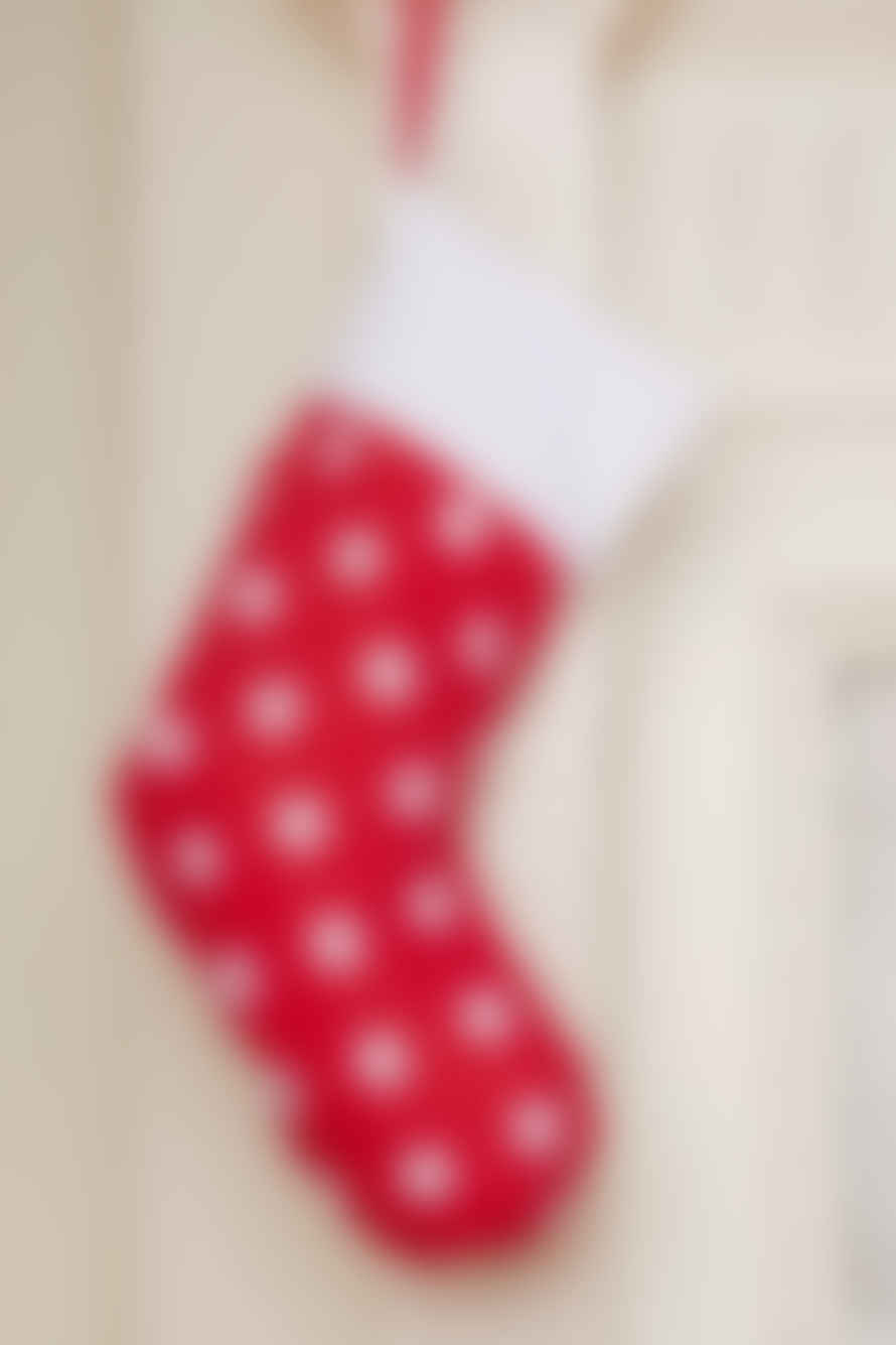 Toby Tiger Organic Red Star Printed Christmas Stocking