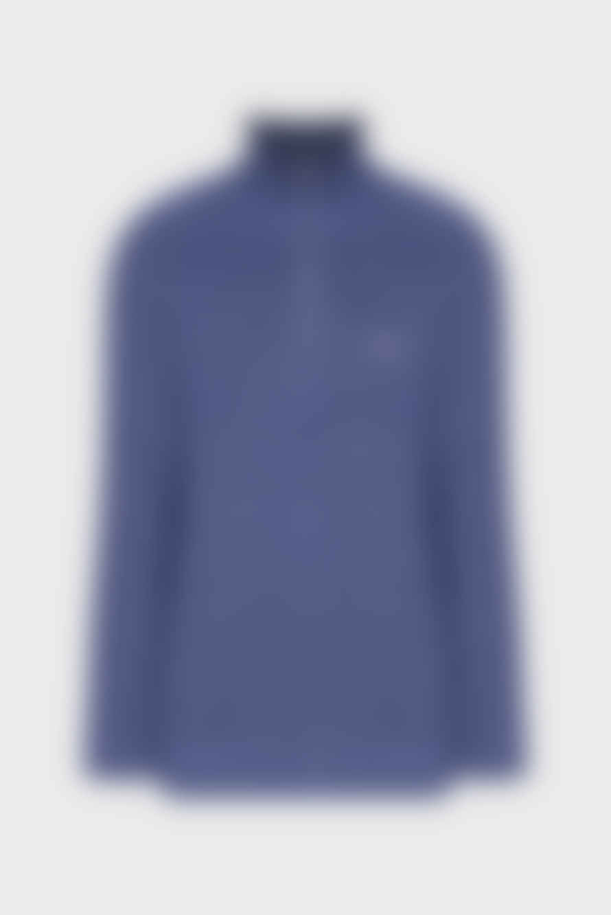 Gant - Twisted Yarn Half Zip Jumper In Marled Blue 8030177 433