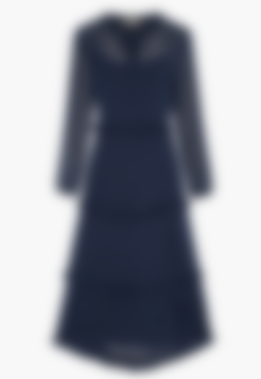 MSH Navy Blue Ruffle Collar Tiered Frill Dress