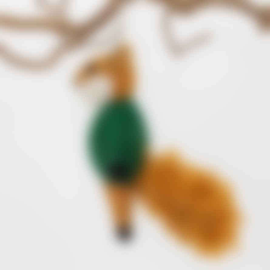 Afroart Fox In Green Jacket Christmas Decoration