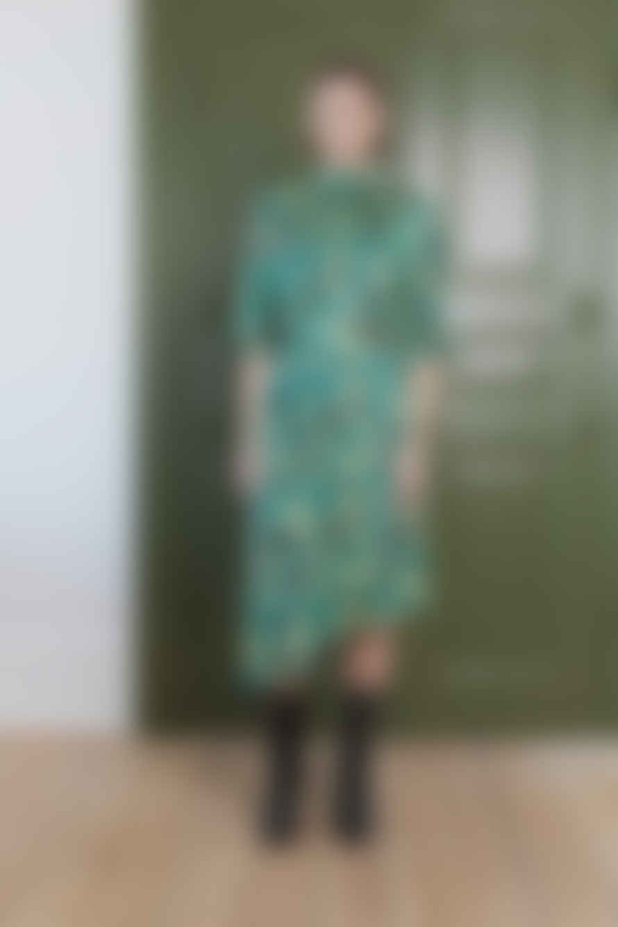 Stella Nova Hammered Midi Silk Dress With Print - Flower Mix