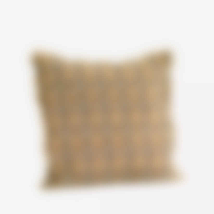 Madam Stoltz Printed Cushion Cover with Fringes - Beige, Sienna & Coffee