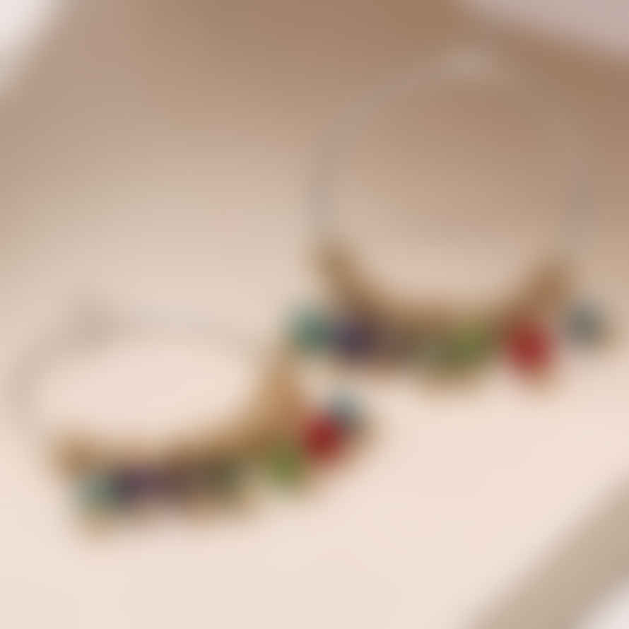 POM Boutique Pom - Multicolour Bead Hoop Earrings