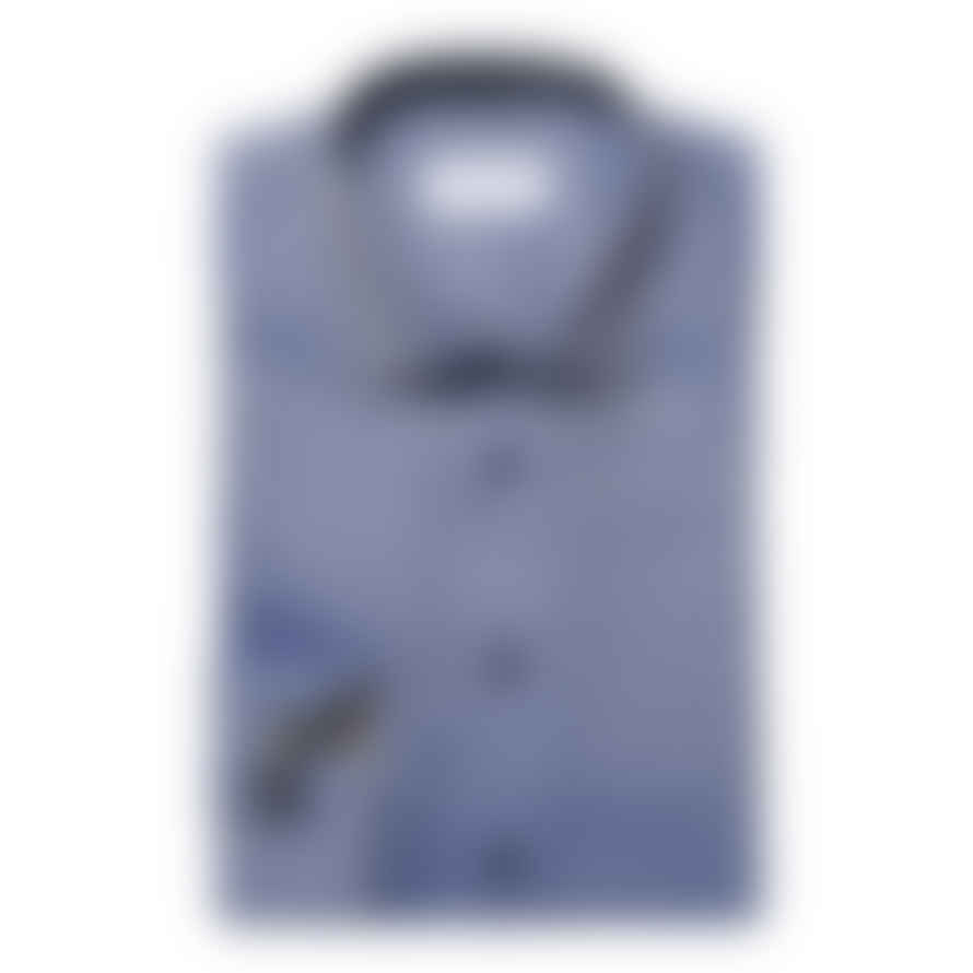 ETON - Mid Blue Slim Fit Textured Twill Shirt With Contrast Trim 10001059225