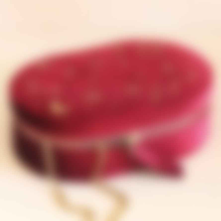 Lisa Angel Cranberry Starry Night Oval Jewellery Case