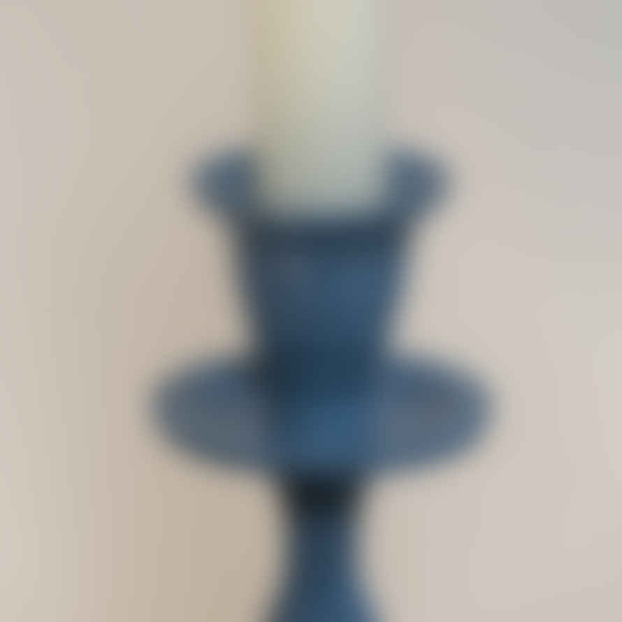 Grand Illusions Francesca Blue Enamel Candlestick