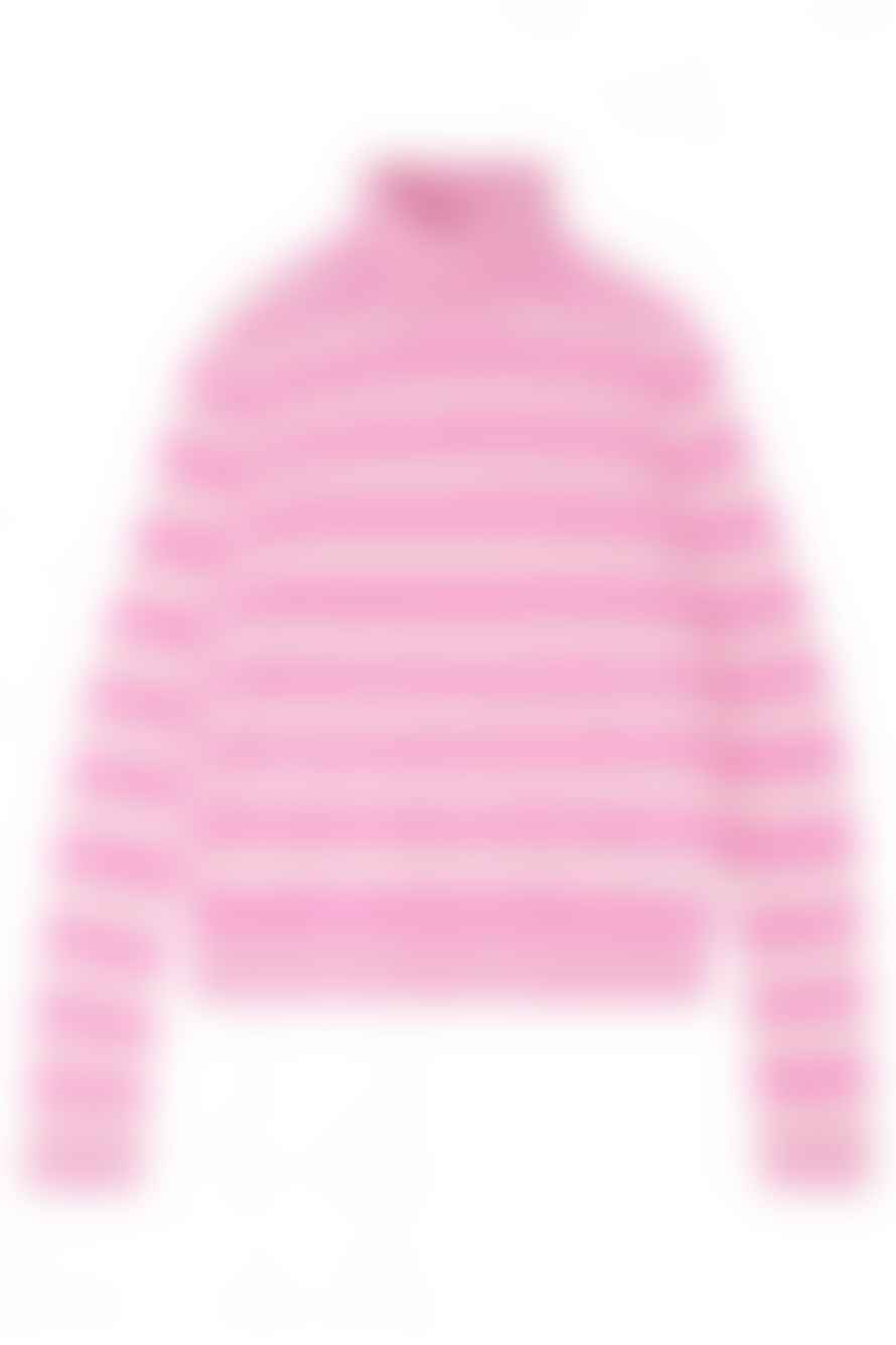 Jumper 1234 Stripe Roll Collar Sweater In Pinks