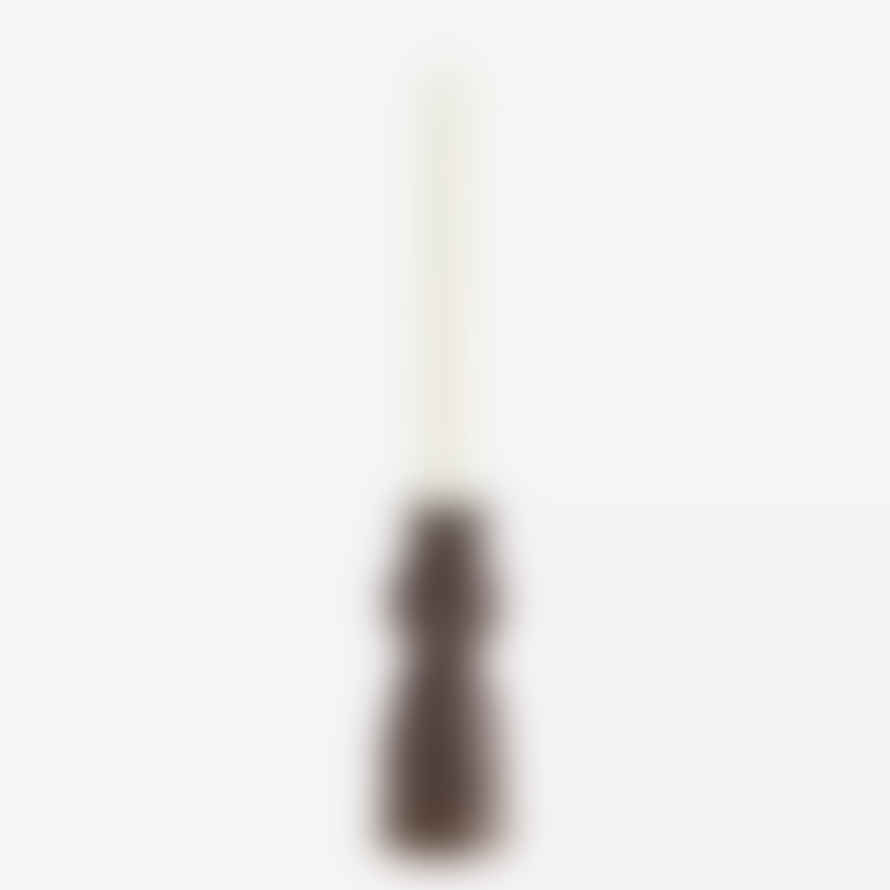 Madam Stoltz Stoneware Candle Holder - Dark Brown & Rust