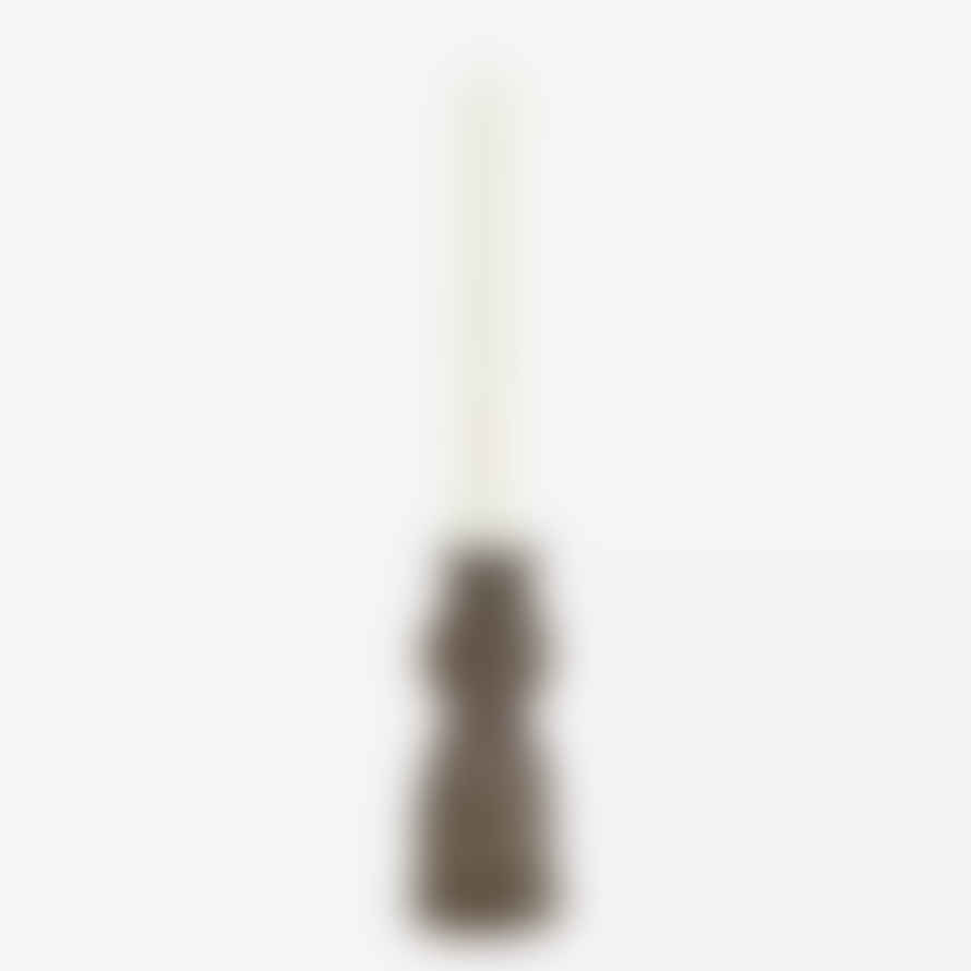 Madam Stoltz Stoneware Candle Holder - Grey & Brown