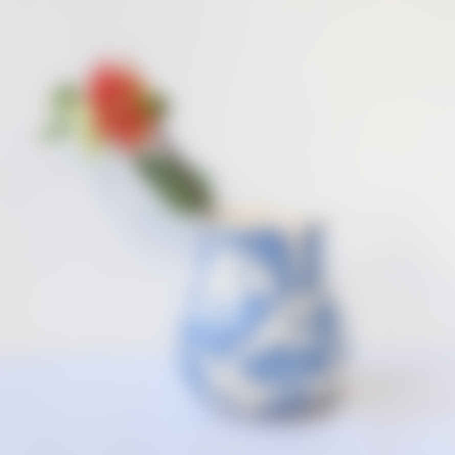 Rosanna Corfe Short Blue Herons Scallop Vase