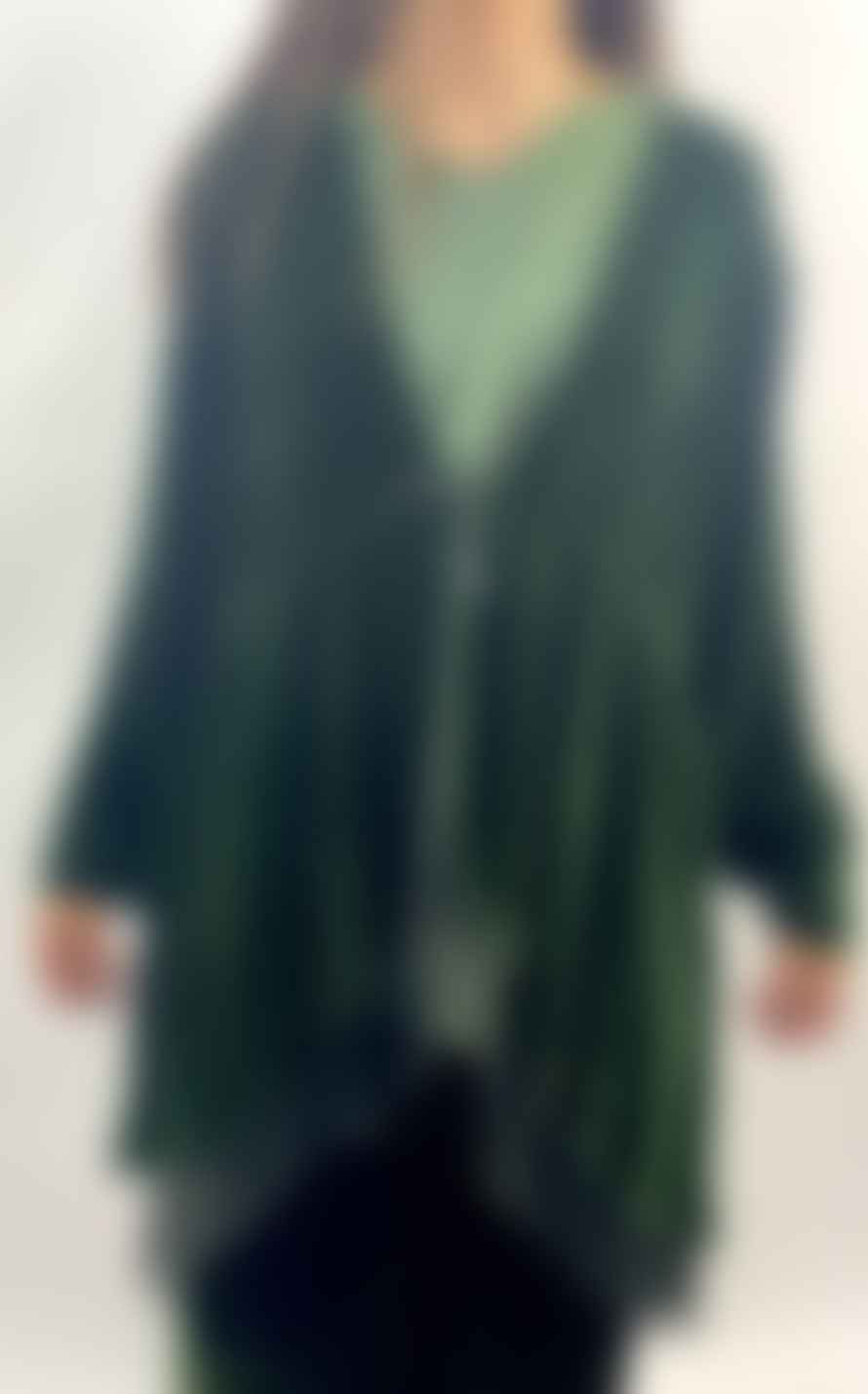 Grizas Green Velvet Drawstring Jacket/sheer Hemline - Green, Xs