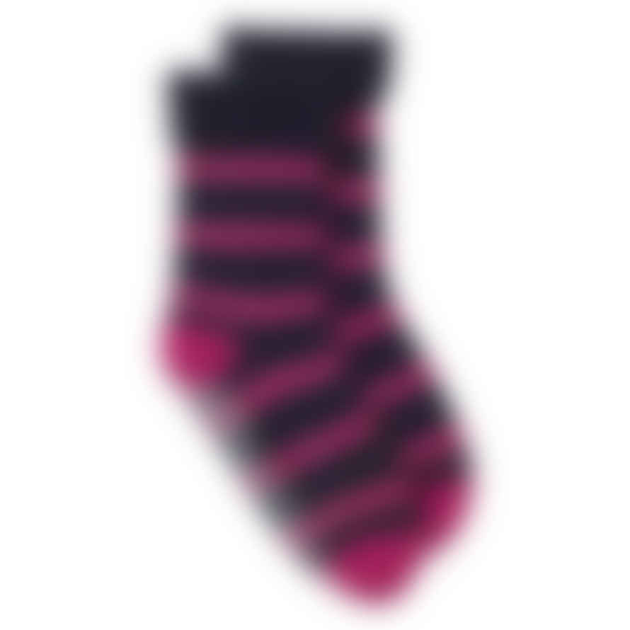 Somerville Navy and Pink Glitter Stripe Slipper Socks