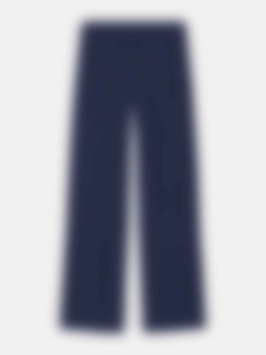 Ganni Blue Stretch Seersucker Cropped Pants