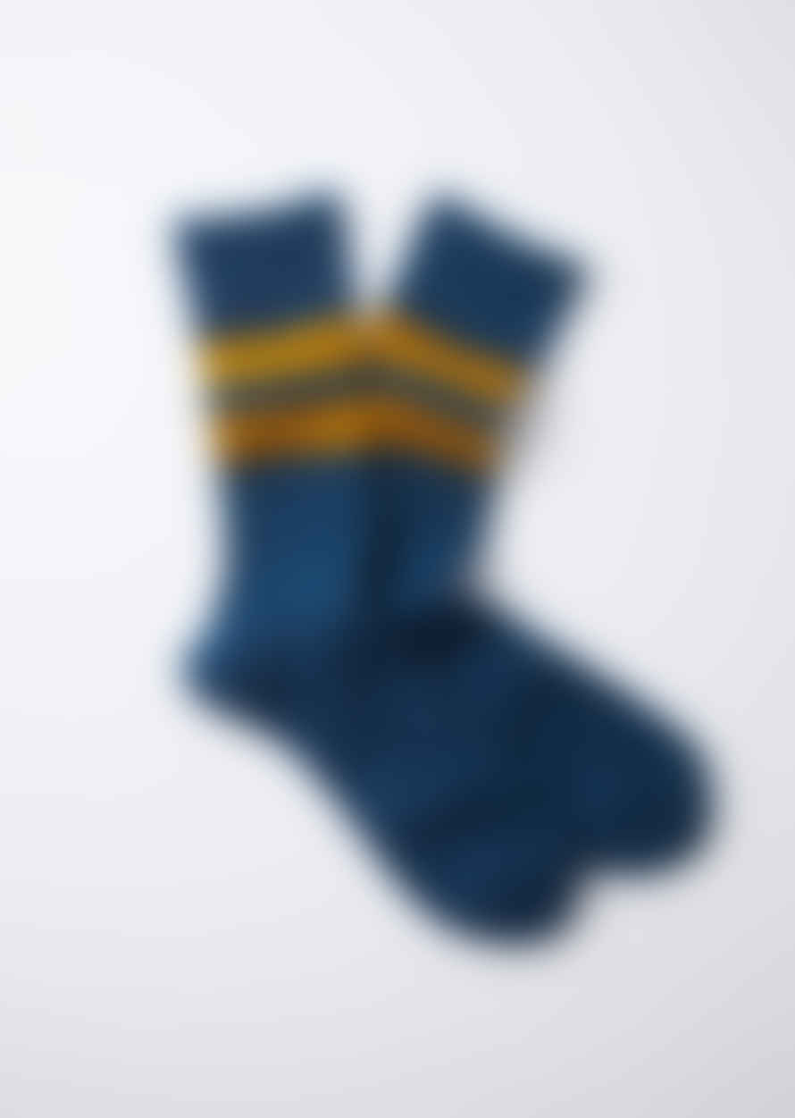 RoToTo Dark Blue Brushed Mohair Crew Socks