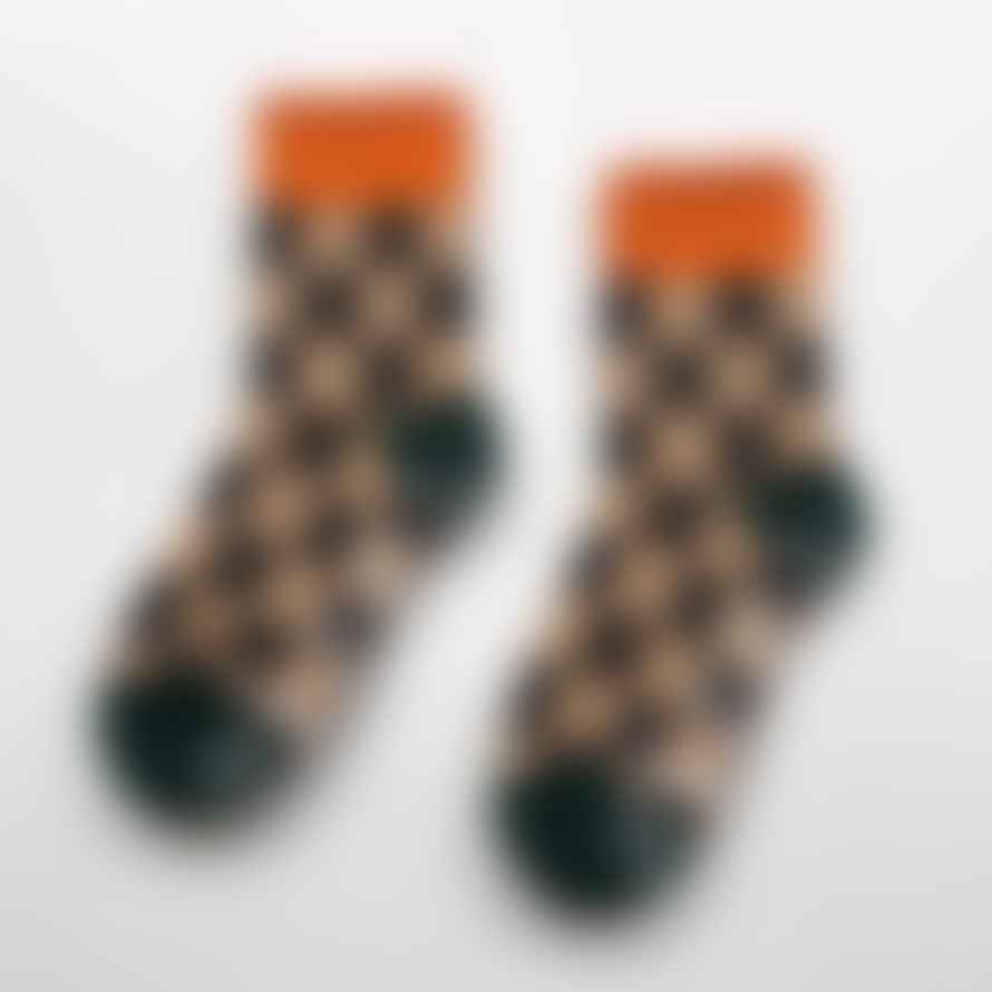 RoToTo Pile Room Sock | Checkerboard Light Orange