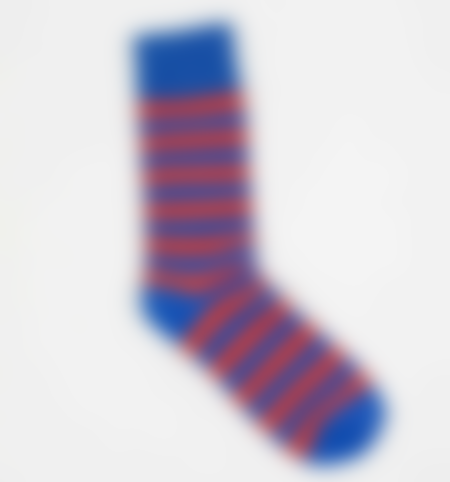 Afroart Striped Cotton Socks, Red & Blue