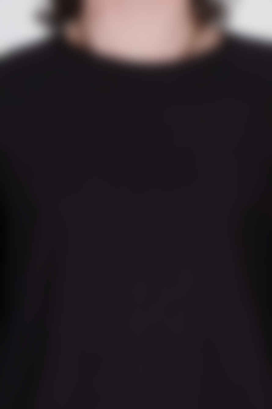 Hannes Roether Raw Neck Cotton L/S T-Shirt Black