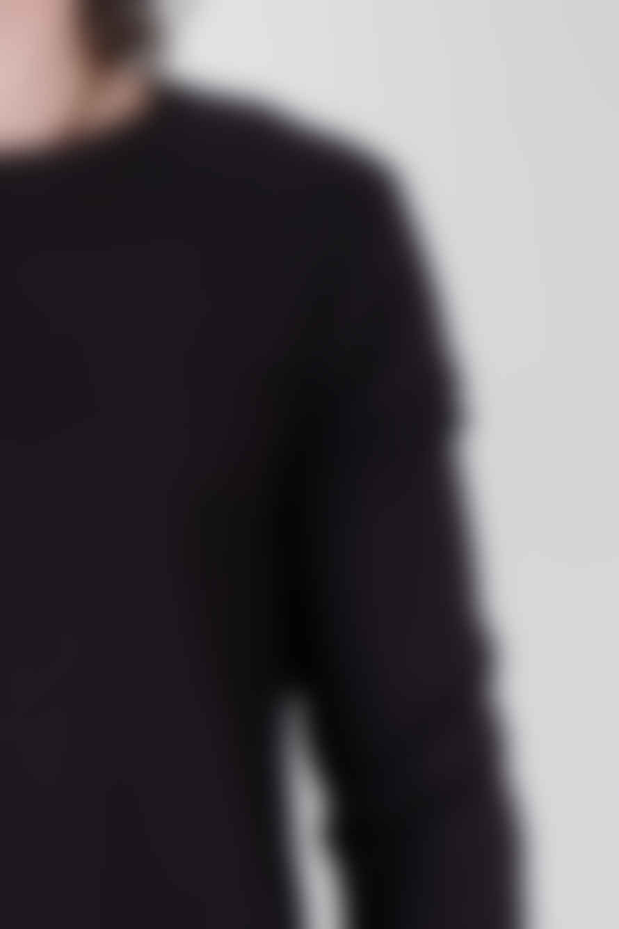 Hannes Roether Raw Neck Cotton L/S T-Shirt Black