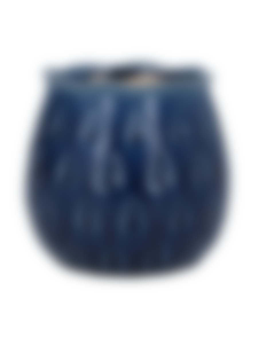 Gisela Graham Navy Stoneware Teardrop Pot Cover - Small