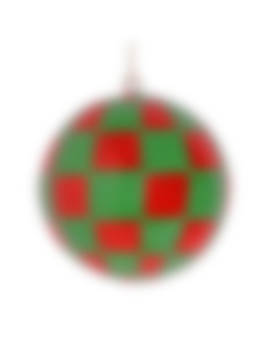 The Conscious Christmas Papier Mache Check Board Bauble - Green/Red