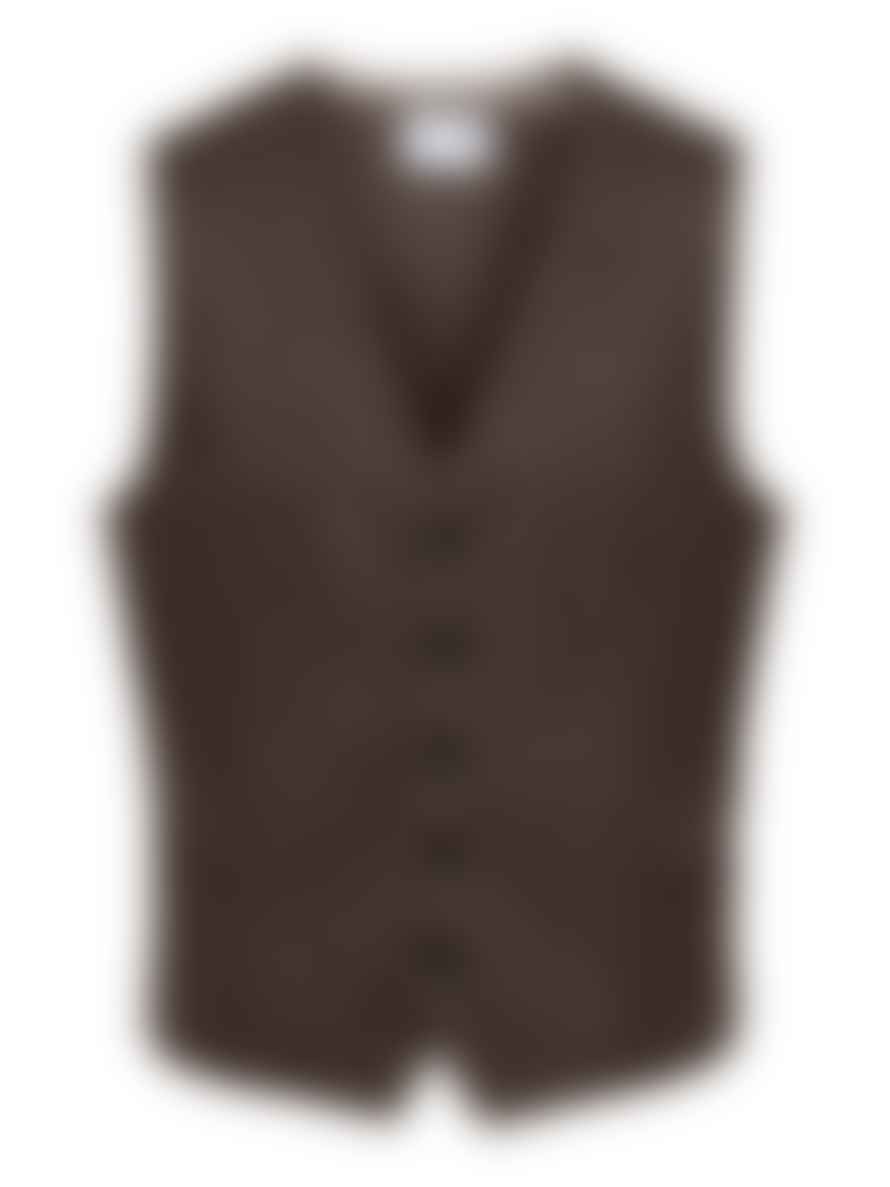 Selected Homme Slim Isac Brown Structure Waistcoat