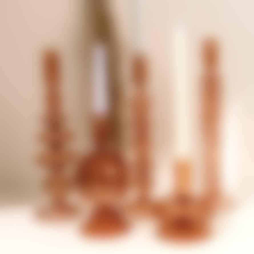 Ivore Glass Candlestick - Brown