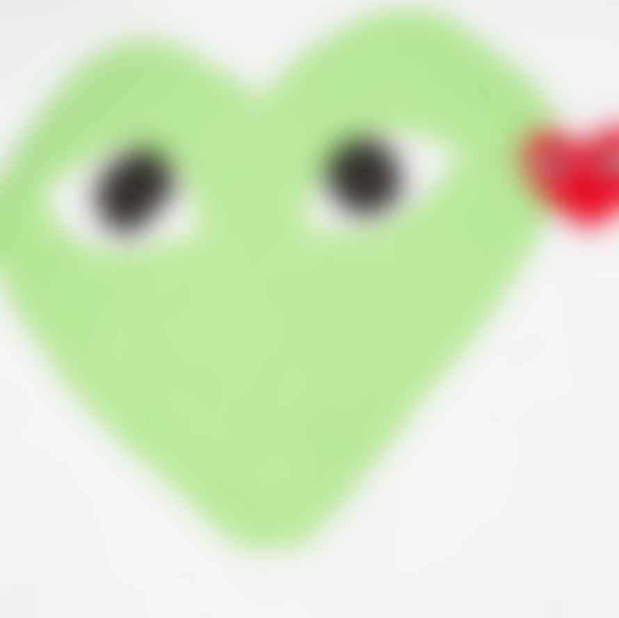 Comme Des Garcons Play Heart Logo Green T-Shirt - White