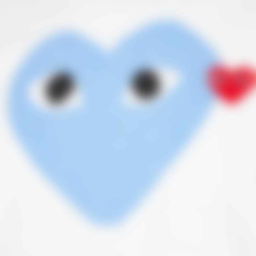 Comme Des Garcons Play Blue Heart Logo T-Shirt - White