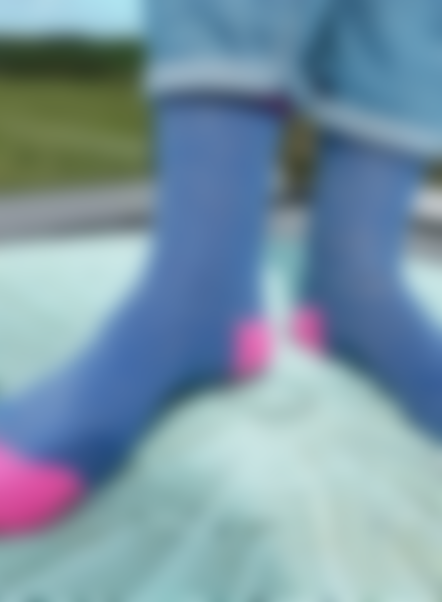 Catherine Tough Lurex Cotton Ankle Socks In Bright Blue & Pink