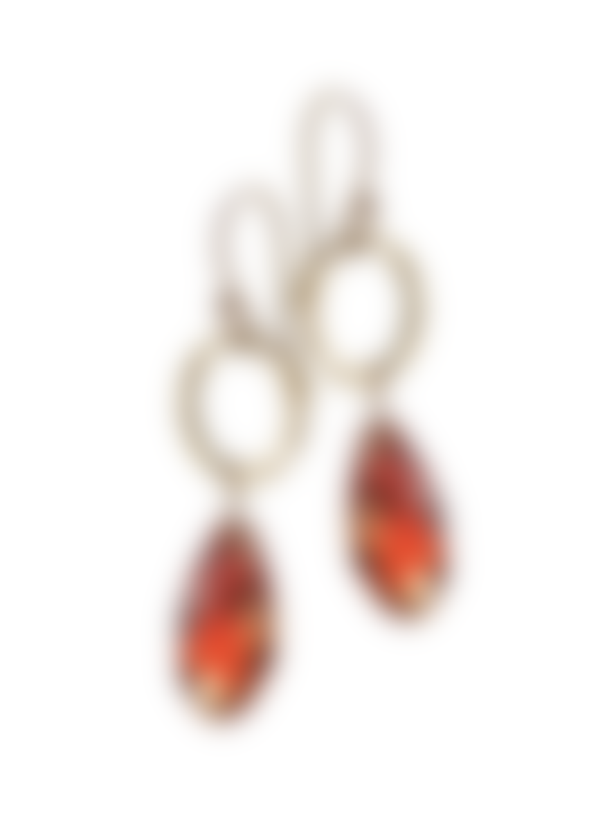 Hot Tomato Teardrop Crystal Drop Earrings - Red