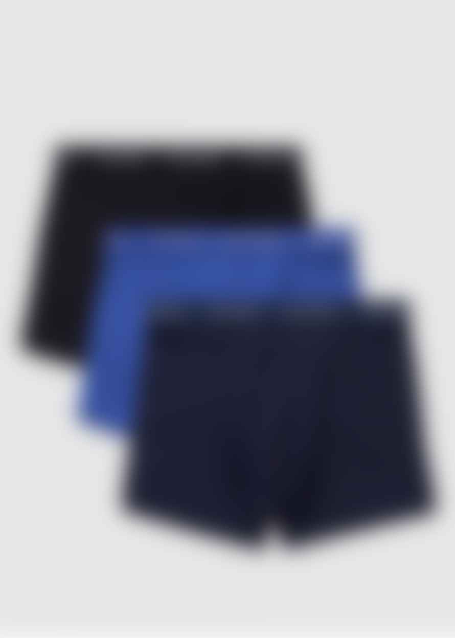 Calvin Klein Mens Underwear 3 Pack Trunks In Black/blue/blue