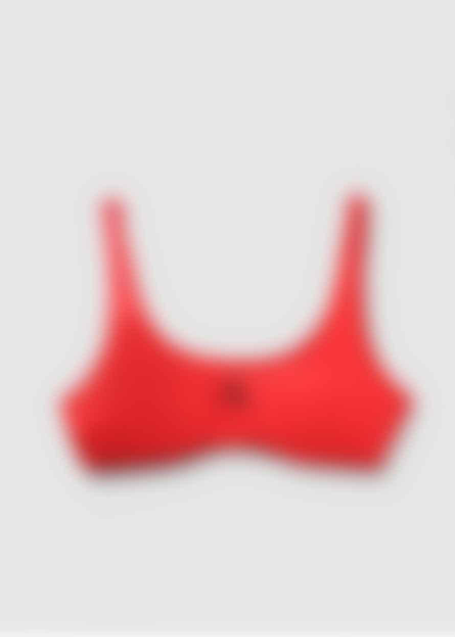 Calvin Klein Womens Logo Bralette Bikini Top In Cajun Red