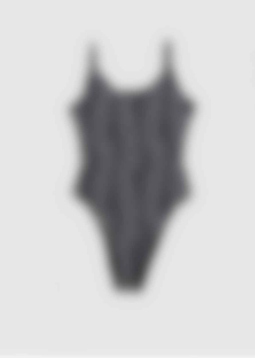 Calvin Klein Womens Warped Monogram Print Scoop Neck Swimsuit In Warped Monogram Black